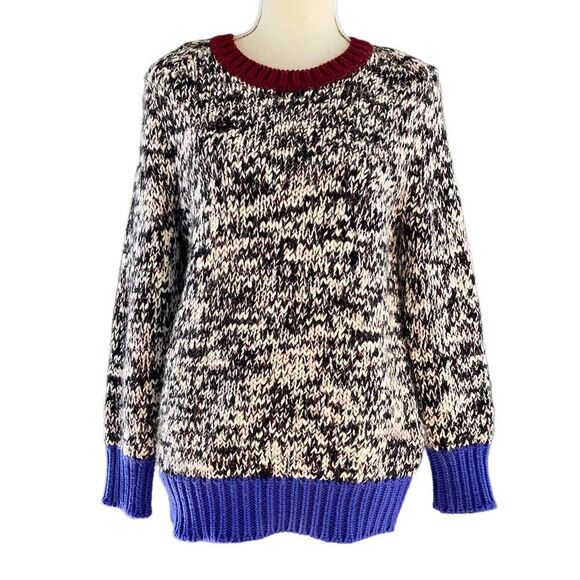 J. Crew Marled Color Block Ribbing Wool Blend Sweater S - Picture 2 of 8